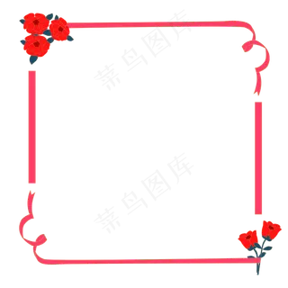 玫瑰花飘带边框素材下载