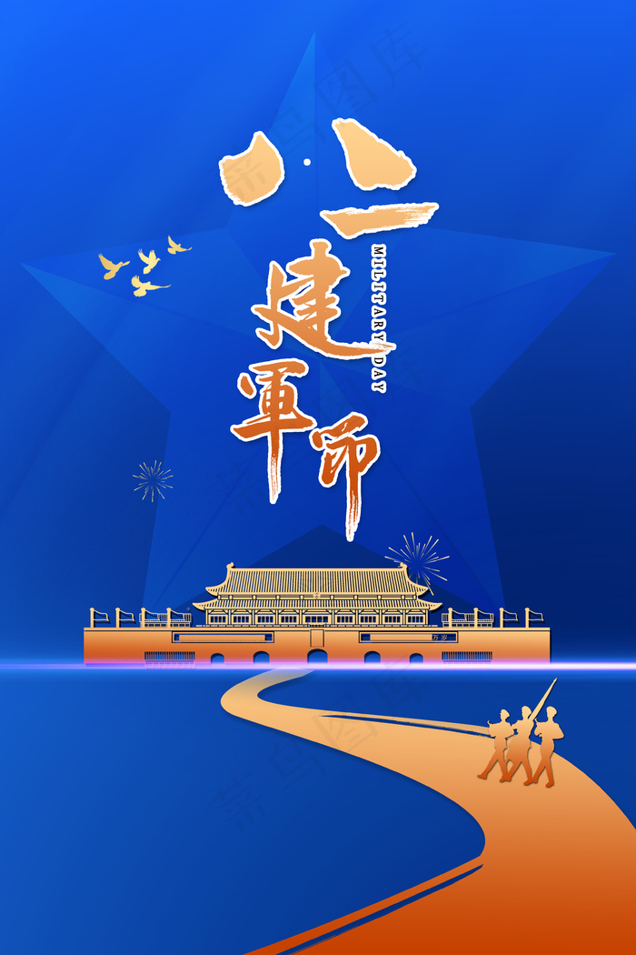 简约大气八一建军节海报