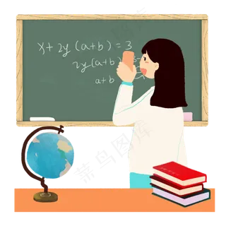 开学季女孩教室擦黑板素材,免抠元素