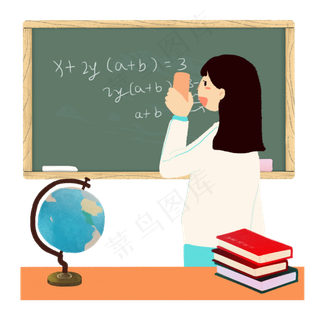开学季女孩教室擦黑板素材,免抠元素
