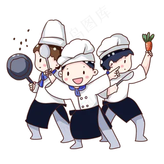 手绘卡通美食餐饮厨师,免抠元素