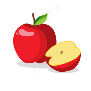 手绘水果红色苹果