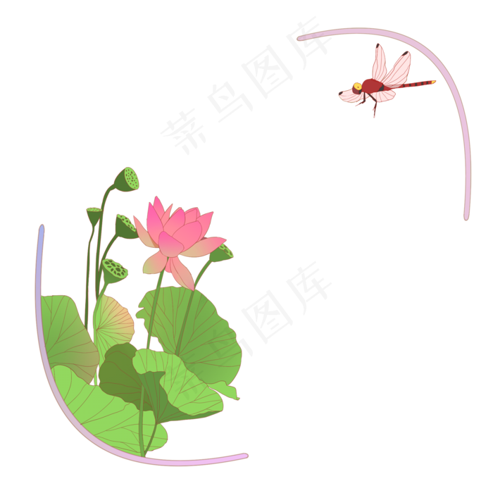 荷花边框(2000X2000(DPI:300))psd模版下载