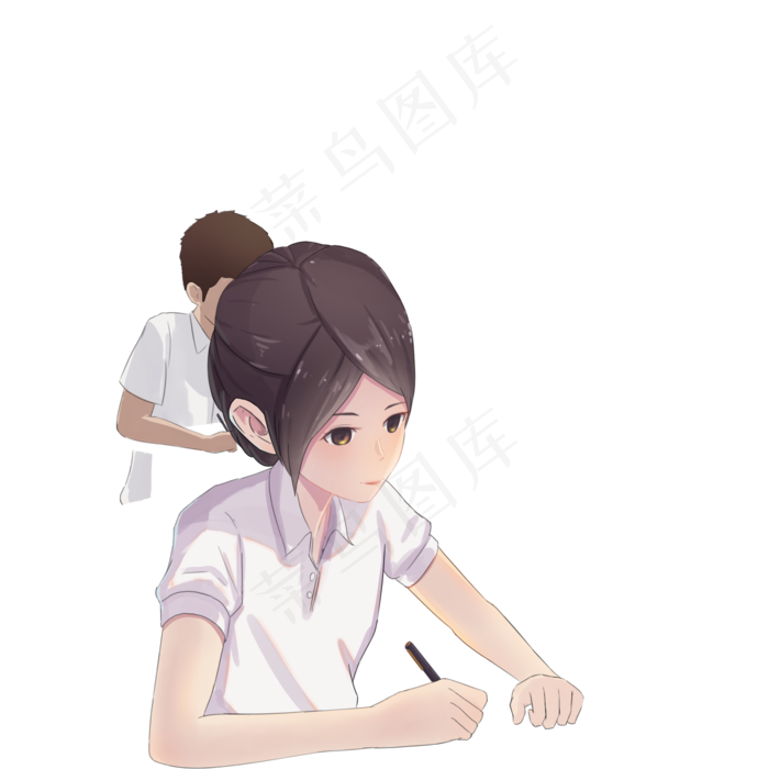 卡通小女孩在考试(2000X2000(DPI:300))psd模版下载