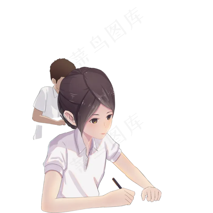 卡通小女孩在考试(2000X2000(DPI:300))psd模版下载