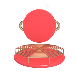 C4D红色圆形展台,免抠元素