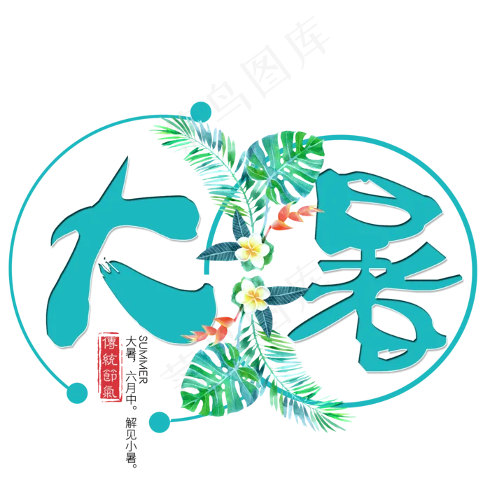 二十四节气大暑艺术字免扣PNG(2000X2000(DPI:300))psd模版下载