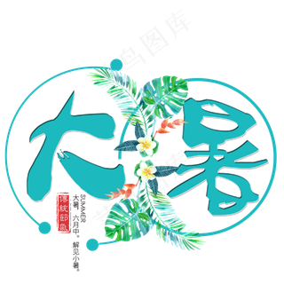 二十四节气大暑艺术字免扣PNG