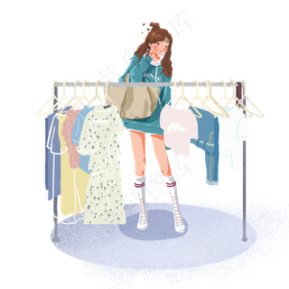 大暑女孩去商场购买夏天的衣服P