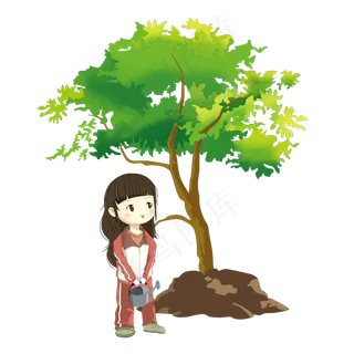植树节植树的小女孩