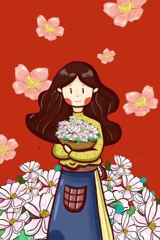 劳动节劳动最光荣花匠花朵人物