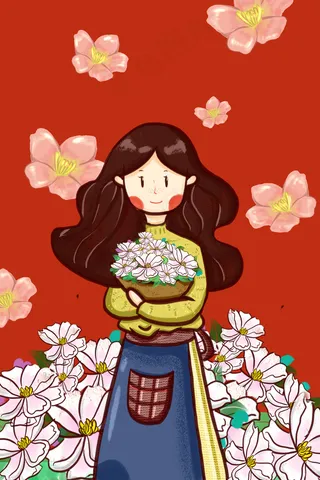 劳动节劳动最光荣花匠花朵人物