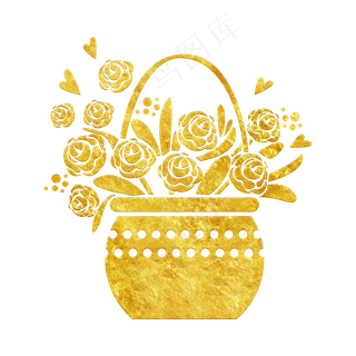 中国风传统烫金鲜花花纹装饰图之