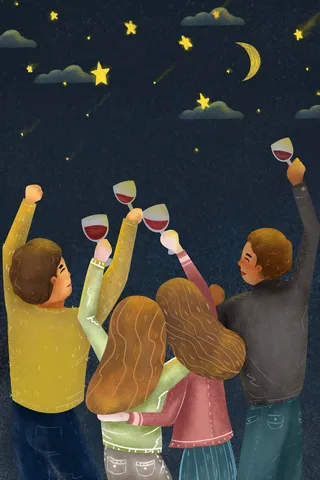 春天青春的夜晚红酒派对