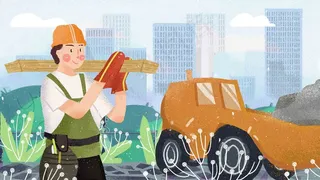 五一劳动节建筑工人劳动做劳动致敬工人