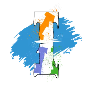 创意涂鸦白色psd字母I