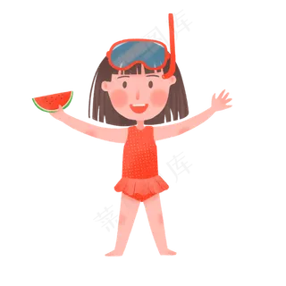 六一儿童节可爱女孩吃西瓜