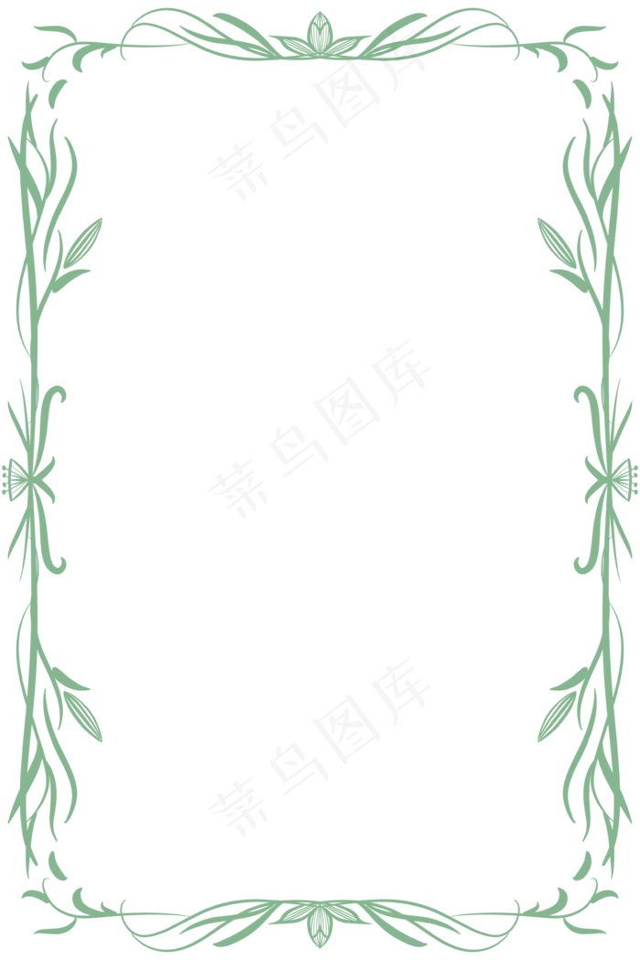 淡绿色花藤装饰方形边框(3543X5315(DPI:300))psd模版下载
