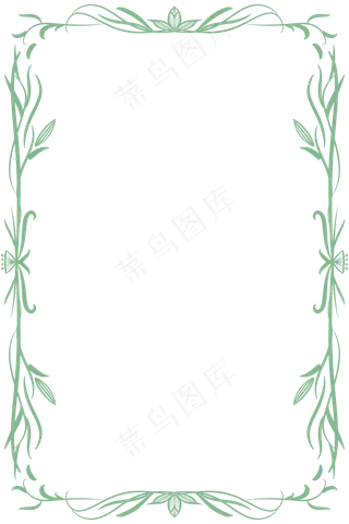 淡绿色花藤装饰方形边框