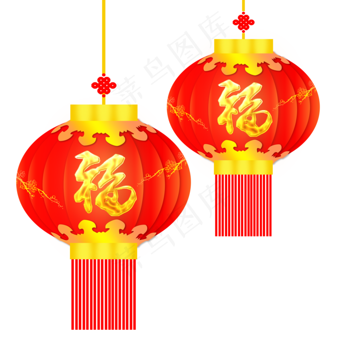 红色喜庆中国风可商用简约新春灯,免抠元素