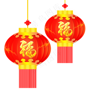 红色喜庆中国风可商用简约新春灯,免抠元素