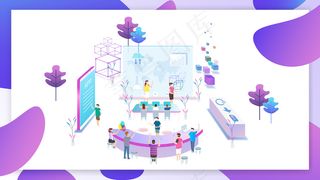 2.5D矢量商务办公场景