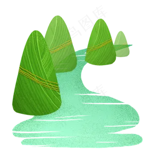 卡通创意场景粽子山水