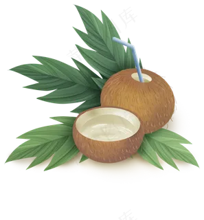 夏季美味的椰子汁,免抠元素