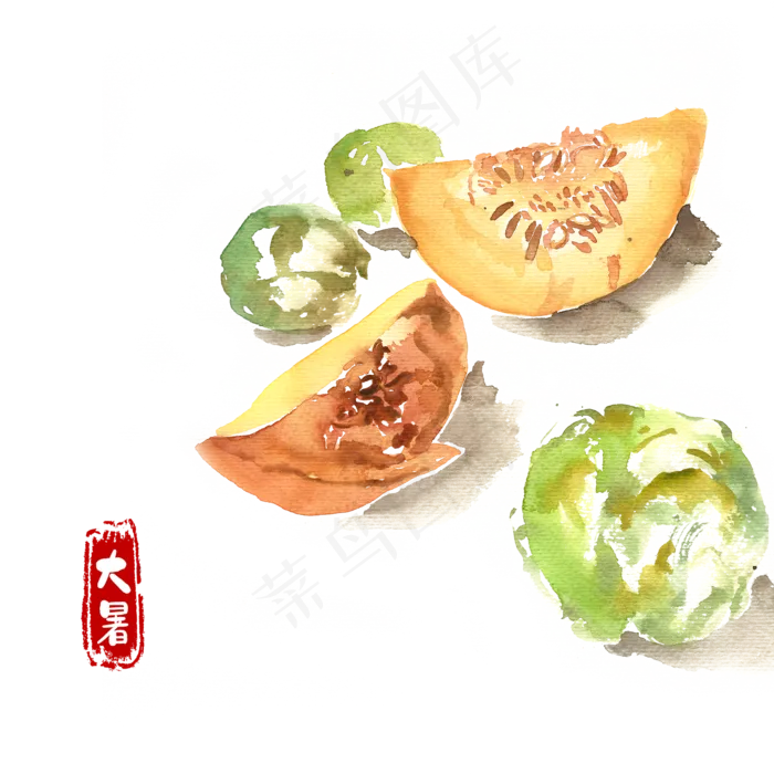 大暑南瓜与卷心菜(4724X4724(DPI:300))psd模版下载