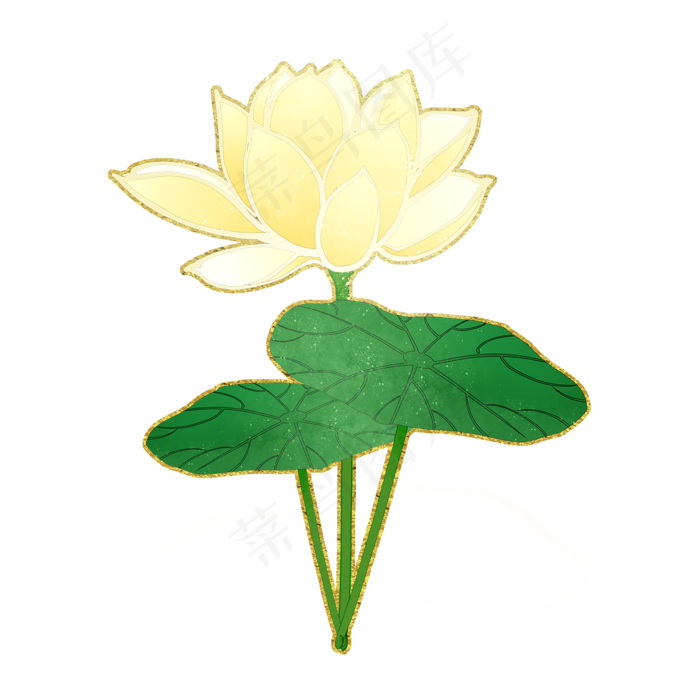 杏黄荷花中国风花卉PNG素材