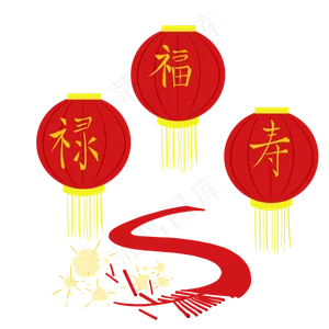 2020鼠年放鞭炮福禄寿,免抠元素