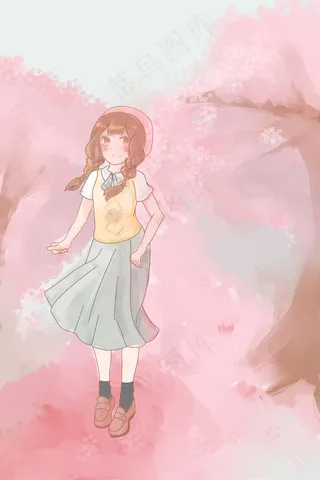 樱花节粉色制服妹子