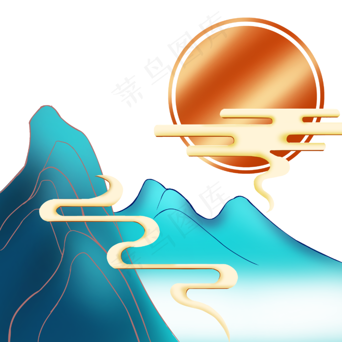 中国风山水(3000X3000(DPI:300))psd模版下载