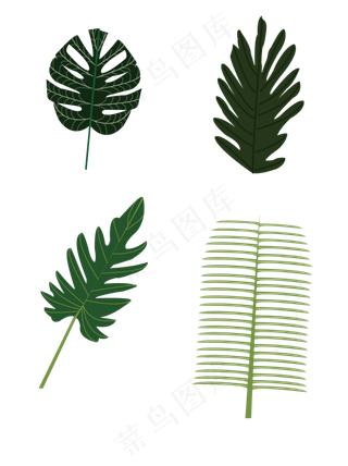 手绘叶子线条可商用元素