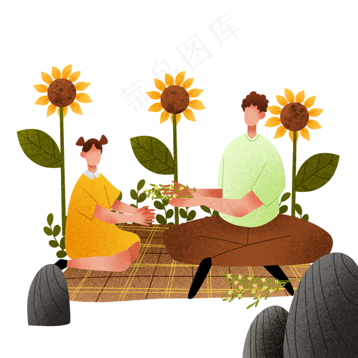 扁平肌理风做花环父亲(2000X2000(DPI:300))psd模版下载