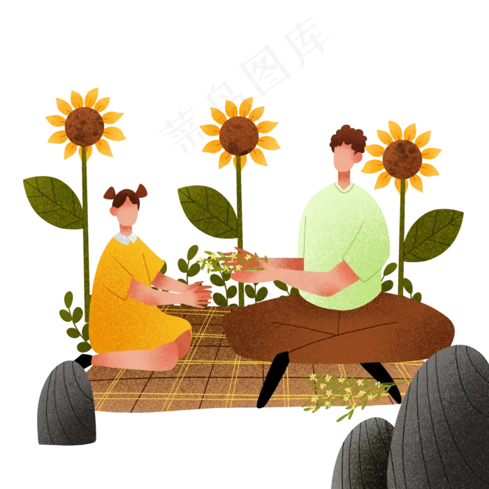扁平肌理风做花环父亲(2000X2000(DPI:300))psd模版下载