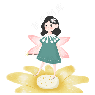 站在花朵上的小精灵