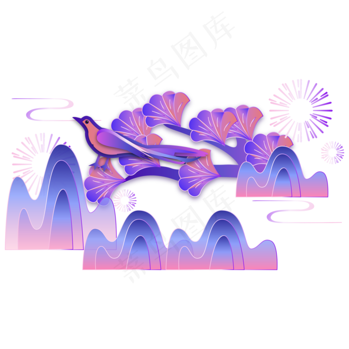 七夕渐变喜鹊祥云装饰(2000*2000px 300 dpi )ai矢量模版下载
