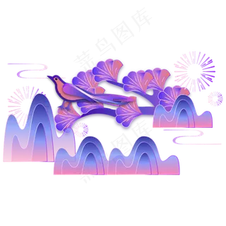 七夕渐变喜鹊祥云装饰