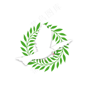 和平橄榄枝和平鸽手绘小清新国外