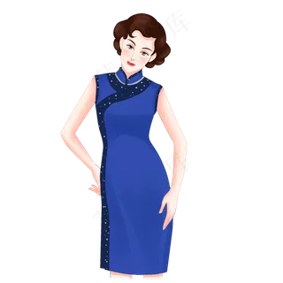 蓝色旗袍美女 蓝色旗袍美女