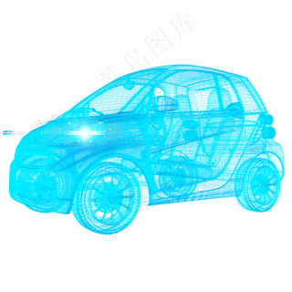 汽车科技智能魔幻数据光点状线侧,免抠元素