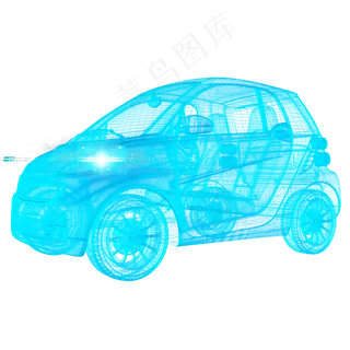 汽车科技智能魔幻数据光点状线侧,免抠元素