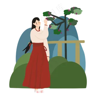 青年节穿汉服赏花女孩