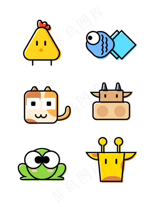 Q版可爱小动物矢量元素,免抠元素