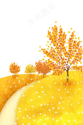 秋季水彩植物场景