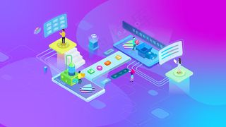 蓝色系科技2.5D互联网商务手机文件传输