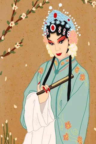 复古中国风传统文化戏曲人物蓝外卦