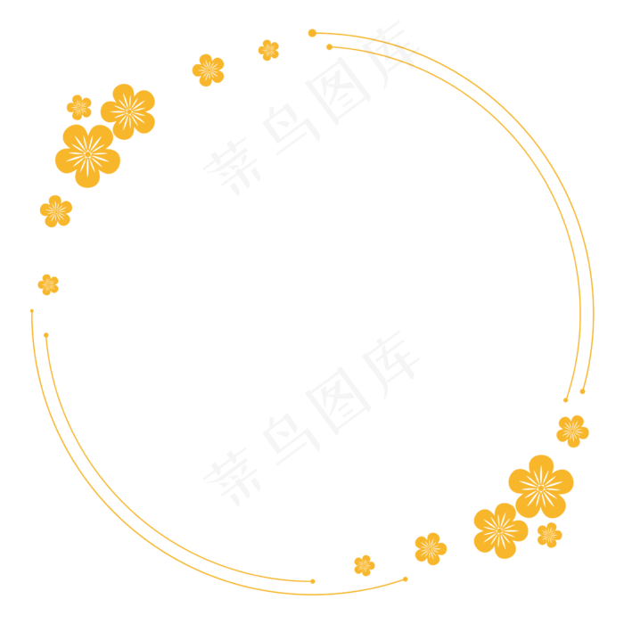 金色五瓣花圆弧边框(2363*2363px 300 dpi )ai矢量模版下载