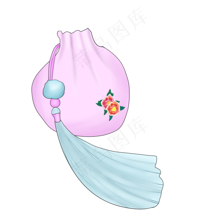 粉色的印花香囊插画